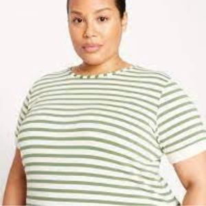 Universal Standard everyday striped crew neck tee 3XS (US 2-4) pistachio stripes